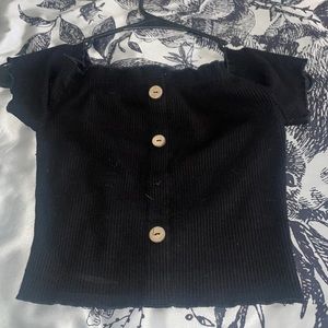 Black off the shoulder cropped shirt
